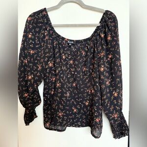 Madewell Black Floral Blouse